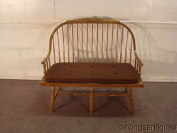 Solid Oak Bow-Back Windsor Settee